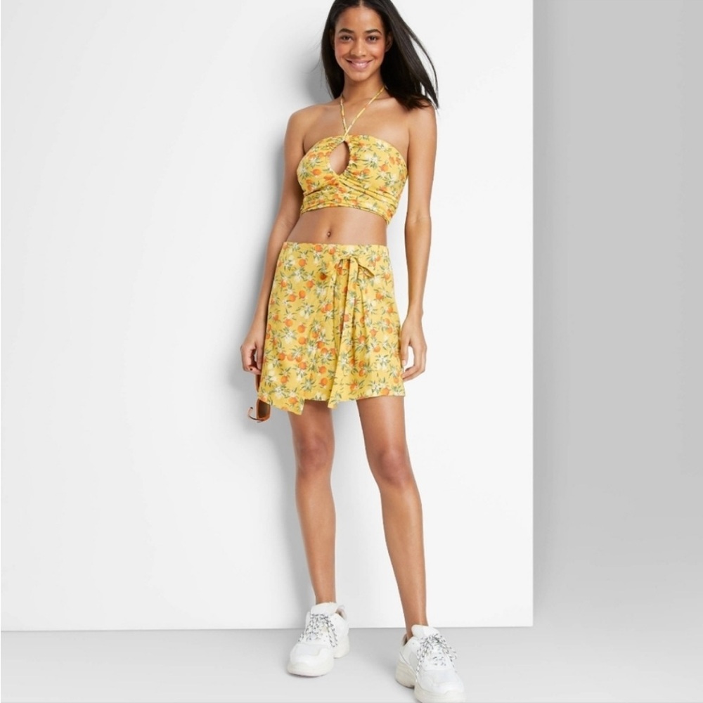 Wild fable oranges yellow mini skirt-wrap skirt NWT